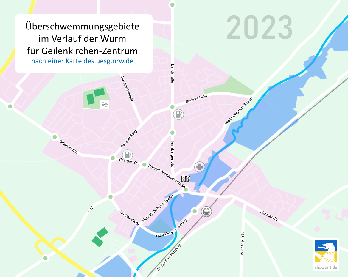 Überschwemmungsgebiete Extremhochwasser Geilenkirchen