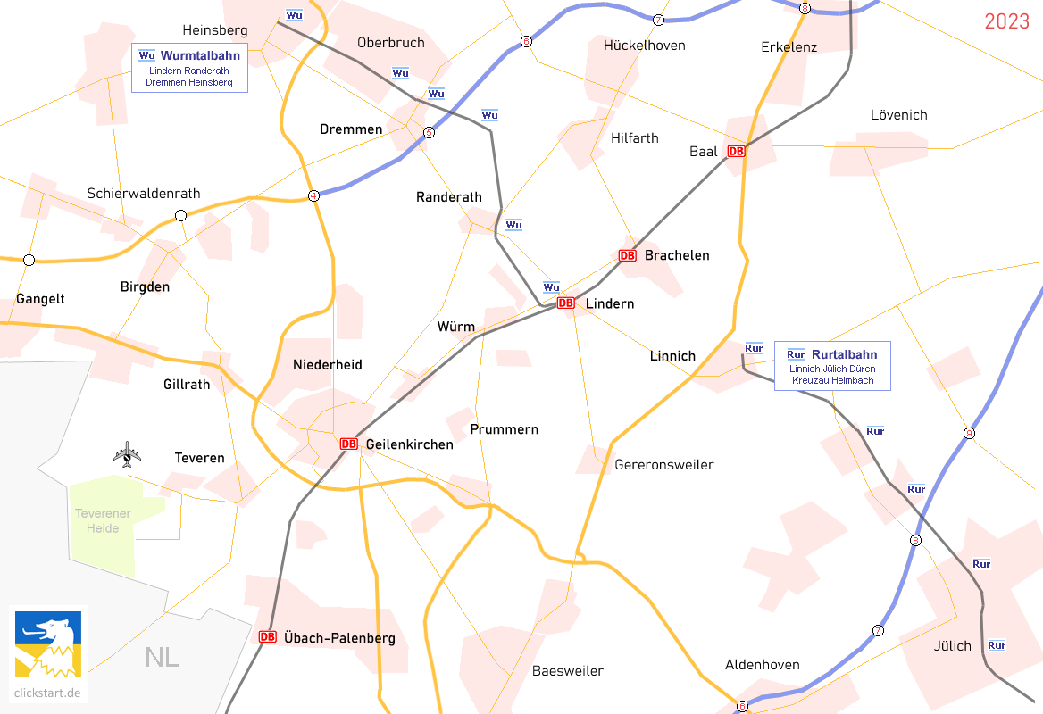 Karte Anbindung Bahnhof Geilenkirchen-Lindern Kreis Heinsberg