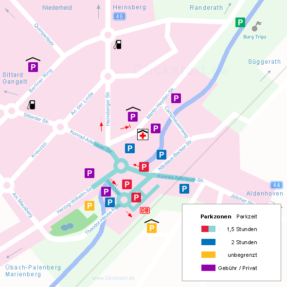 Karte Parken Stadtzentrum Geilenkirchen